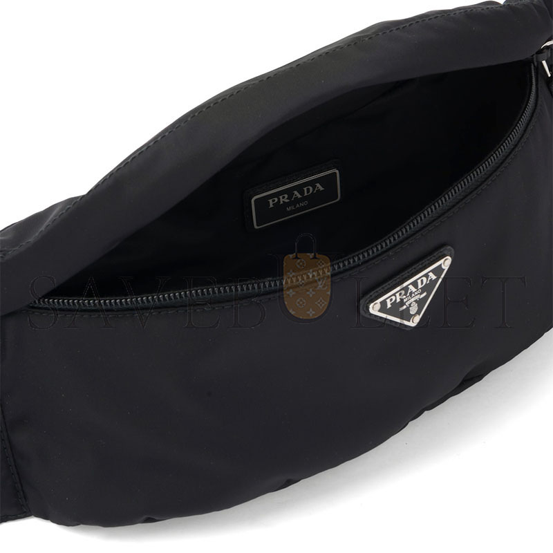 Pra*a re-nylon and saffiano leather belt bag 2vl034 (26*12cm)